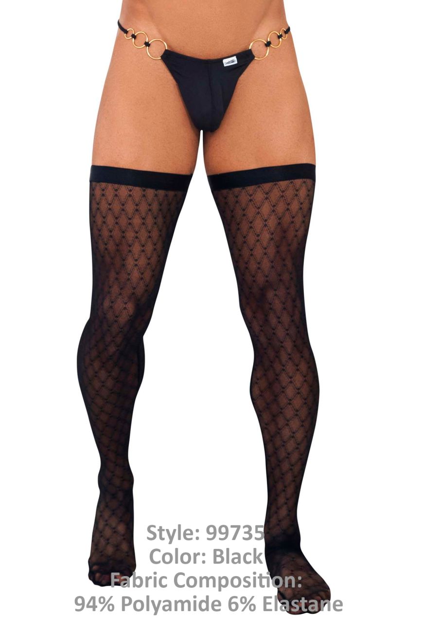 CandyMan Men's Underwear 99735 Mesh Thigh Highs Color Black