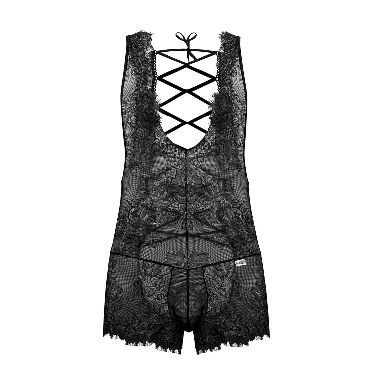 CandyMan Men's Underwear 99743 Lace Bodysuit Color Black