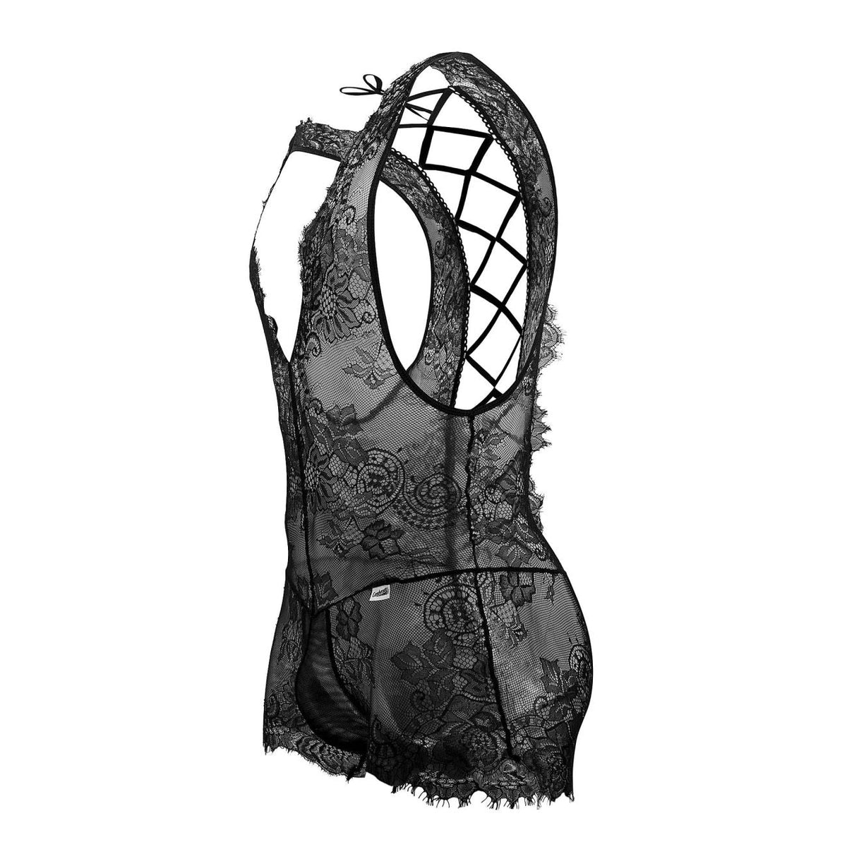 CandyMan Men's Underwear 99743 Lace Bodysuit Color Black