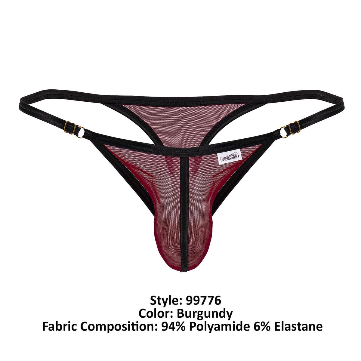 CandyMan Men's Underwear 99776 Mesh Thongs Color Burgundy