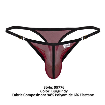 CandyMan Men's Underwear 99776 Mesh Thongs Color Burgundy