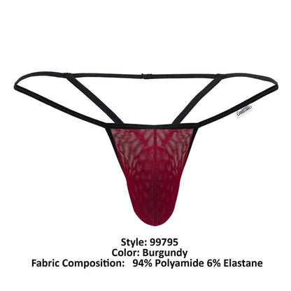 CandyMan Men's Underwear 99795 Mesh G-String Thongs Color Burgundy