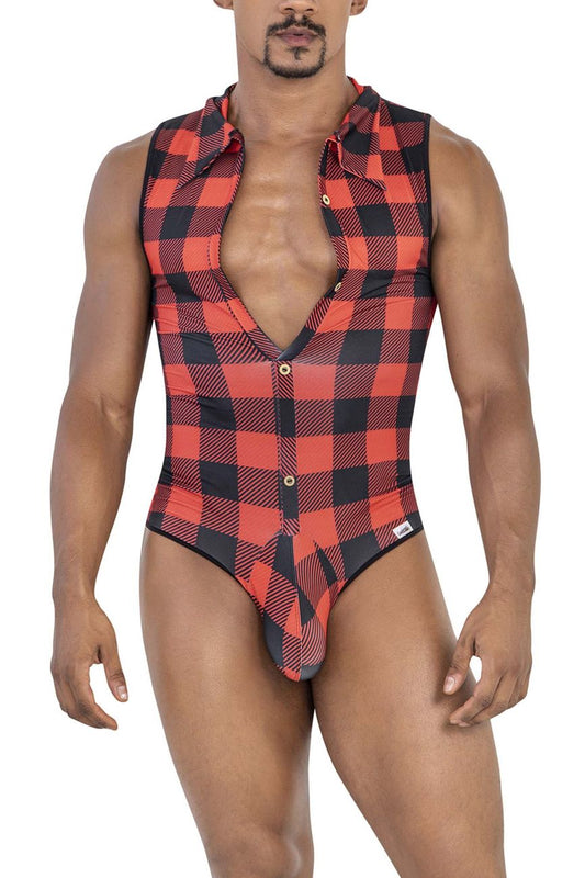CandyMan Men's Underwear 99800 Lumberjack Bodysuit Color Red