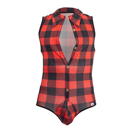 CandyMan Men's Underwear 99800 Lumberjack Bodysuit Color Red