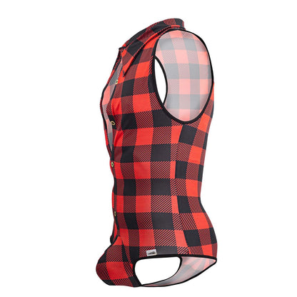 CandyMan Men's Underwear 99800 Lumberjack Bodysuit Color Red