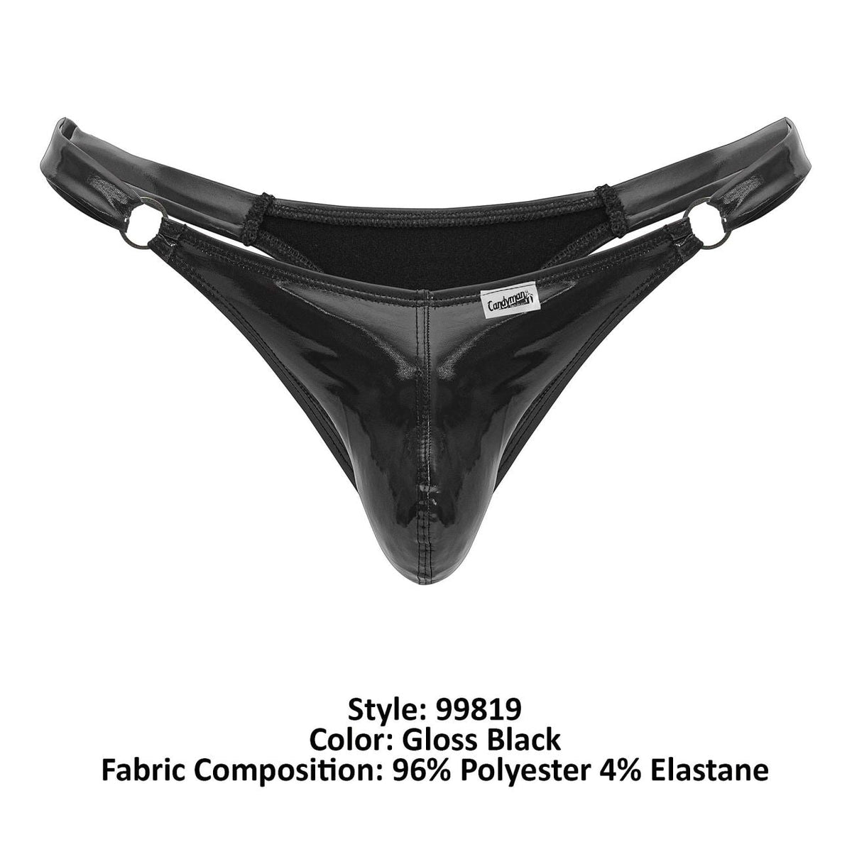 CandyMan Men's Underwear 99819 Dom Thongs Color Gloss Black