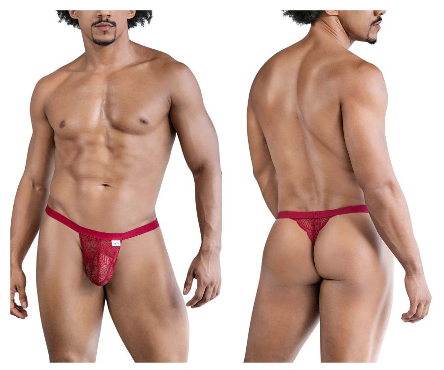 CandyMan Men's Underwear 99823 Lace Thongs Color Wine