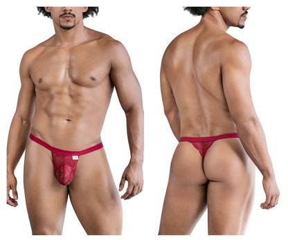 CandyMan Men's Underwear 99823 Lace Thongs Color Wine