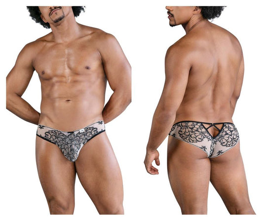 CandyMan Men's Underwear 99830 Lace Briefs Color Nude-Black