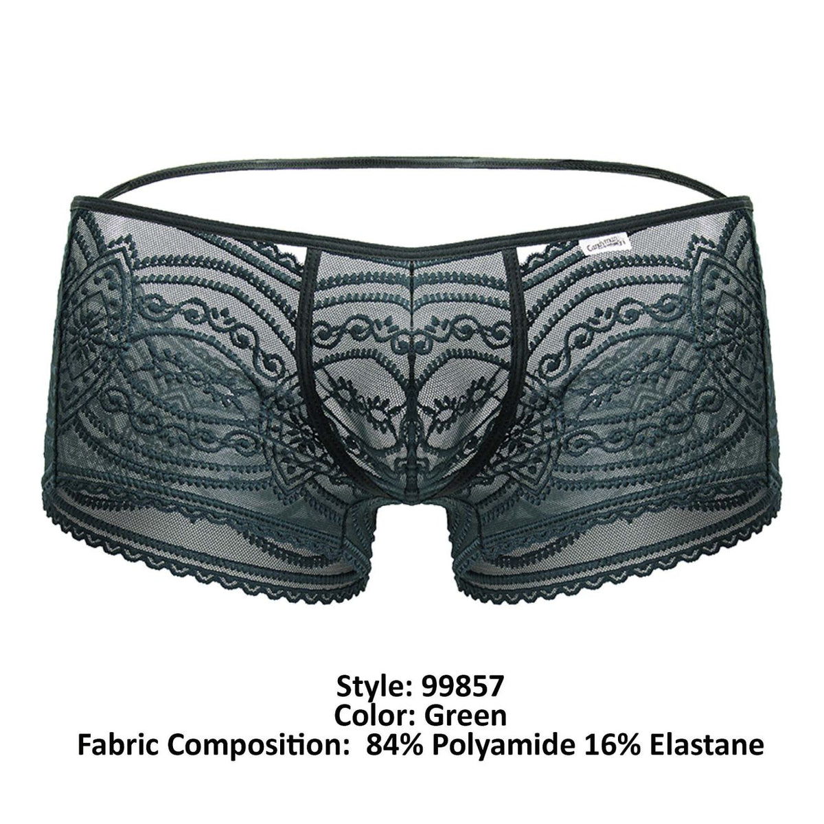 CandyMan Men's Underwear 99857 Lace Trunks Color Green