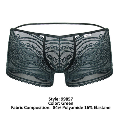 CandyMan Men's Underwear 99857 Lace Trunks Color Green