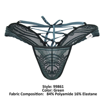 CandyMan 99861 Lace Thongs Color Green