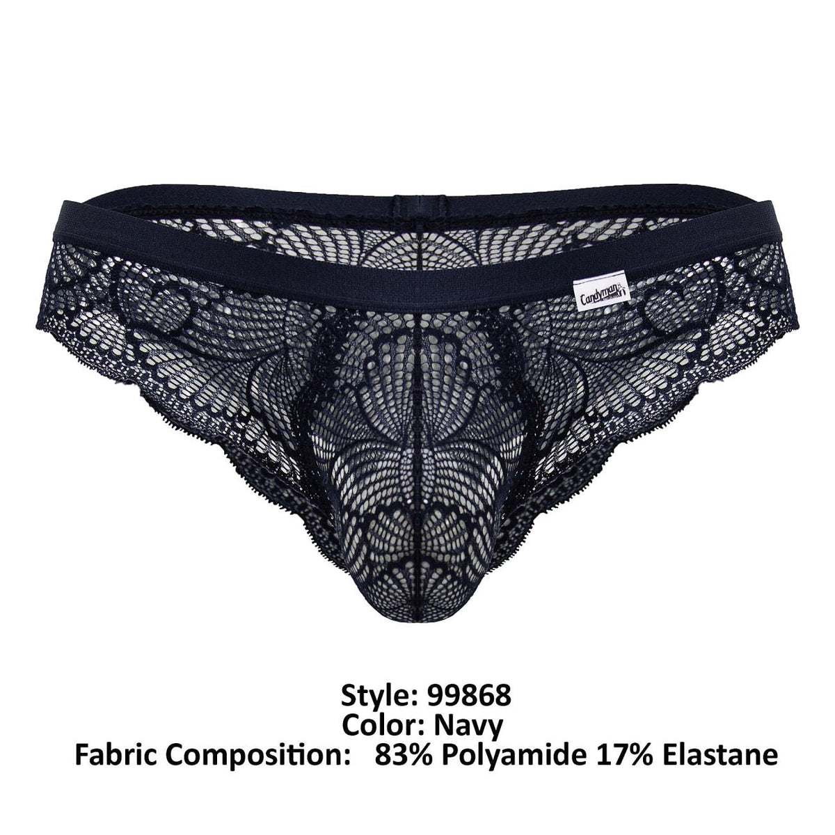 CandyMan Men's Underwear 99868 Lace Briefs Color Navy