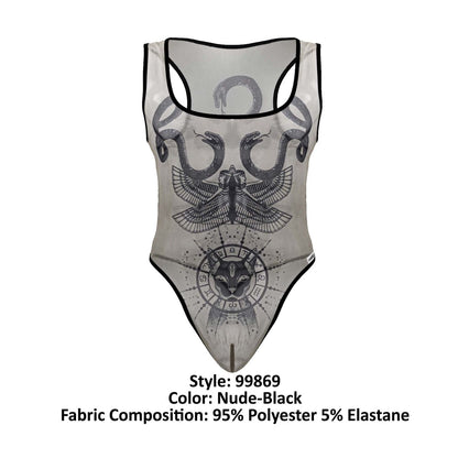 CandyMan 99869 Egyptian Bodysuit Color Nude-Black