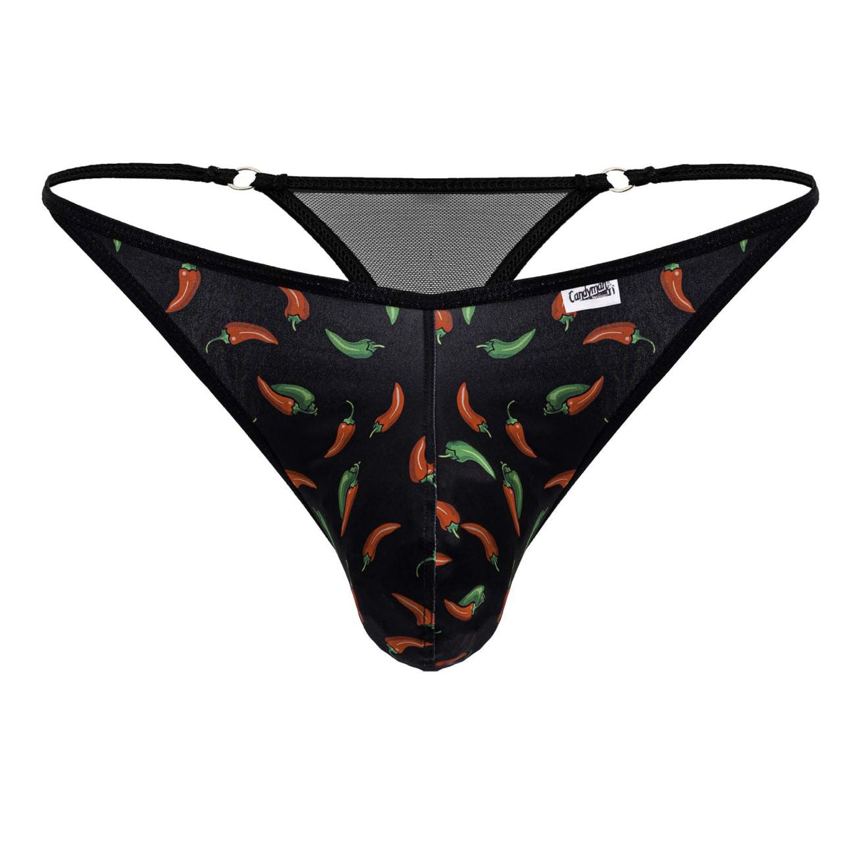 CandyMan Men's Underwear 99875 Chili pepper Thongs Color Black Print