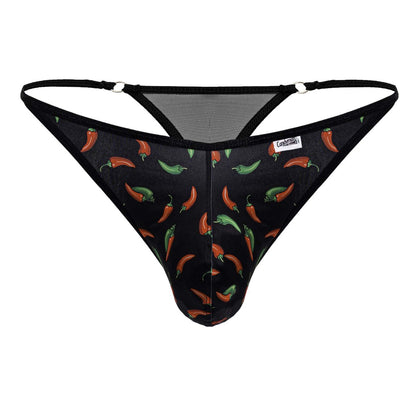 CandyMan Men's Underwear 99875 Chili pepper Thongs Color Black Print