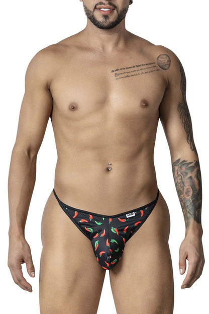 CandyMan Men's Underwear 99875 Chili pepper Thongs Color Black Print
