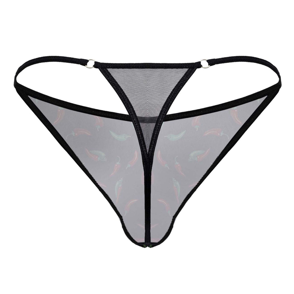 CandyMan Men's Underwear 99875 Chili pepper Thongs Color Black Print