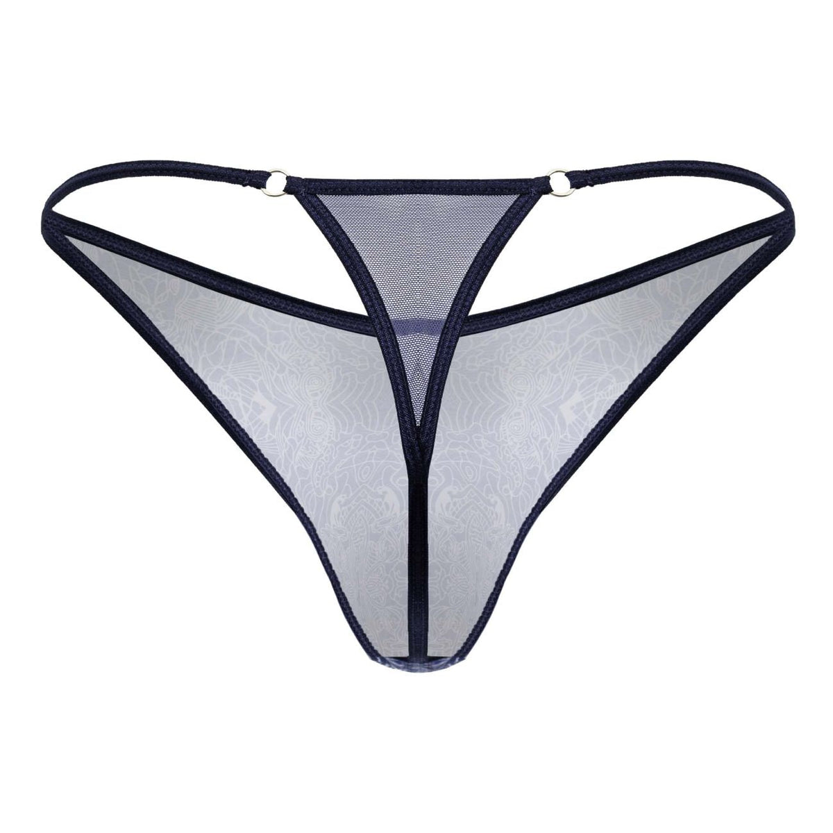 CandyMan Men's Underwear 99875 Water prints Thongs Color Blue-White