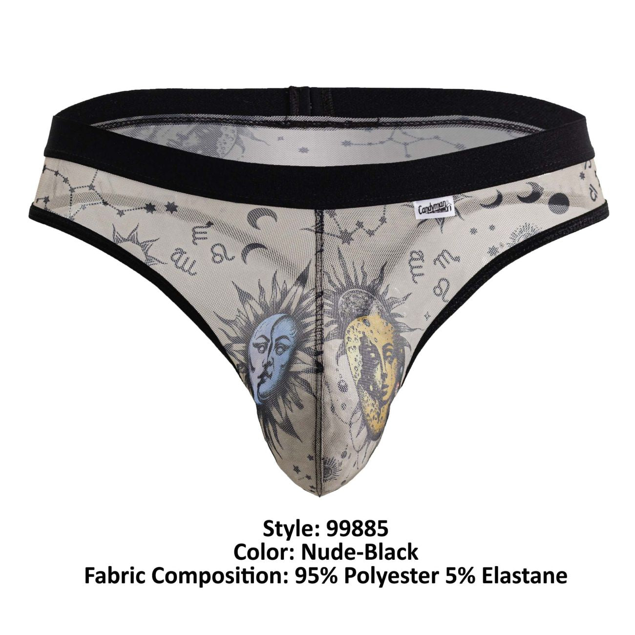 CandyMan 99885 Sun Moon Thongs Color Nude-Black