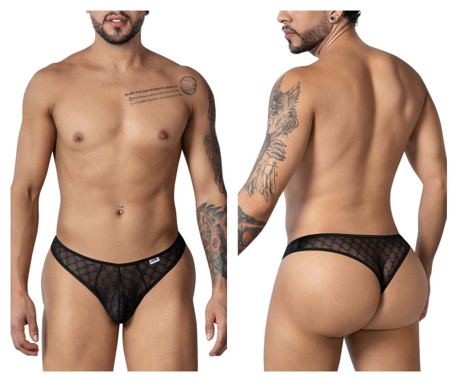 CandyMan Men's Underwear 99894 Geometric Mesh Briefs Color Black