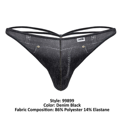 CandyMan Men's Underwear 99899 Cowboy Thongs Color Denim Black