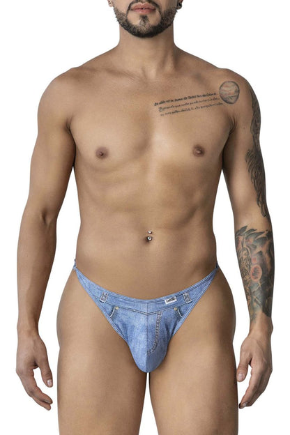 CandyMan Men's Underwear 99899 Cowboy Thongs Color Denim Blue