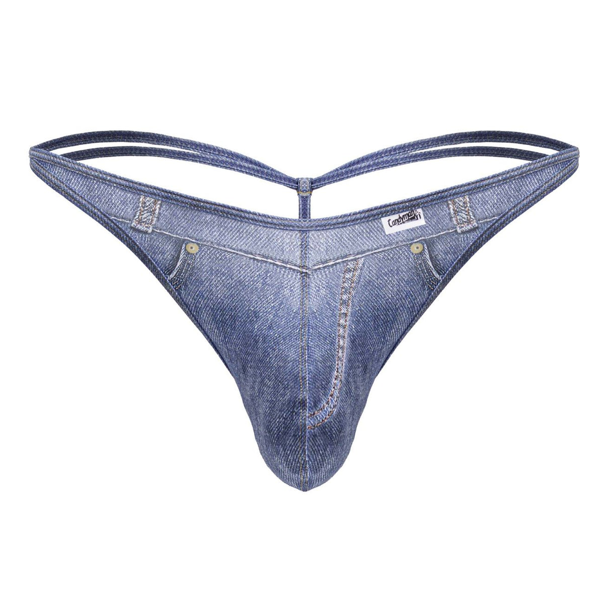 CandyMan Men's Underwear 99899 Cowboy Thongs Color Denim Blue