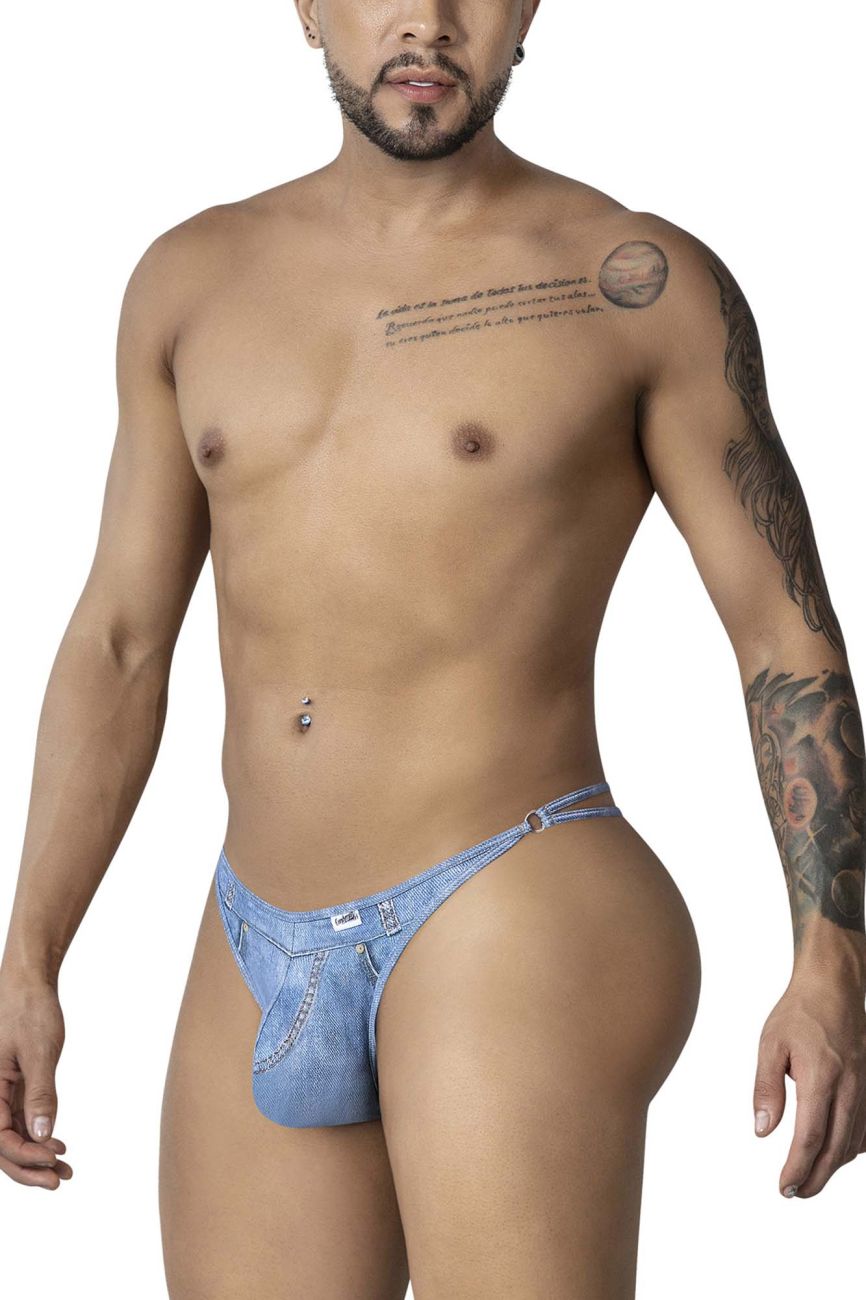 CandyMan Men's Underwear 99899 Cowboy Thongs Color Denim Blue