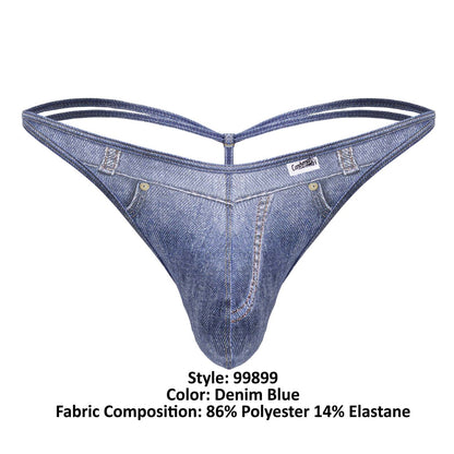 CandyMan Men's Underwear 99899 Cowboy Thongs Color Denim Blue