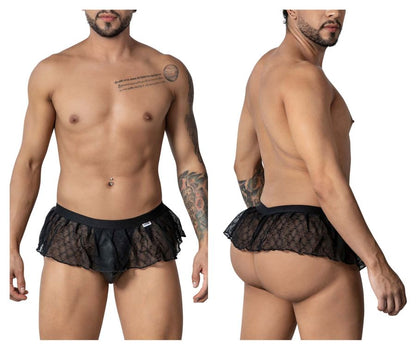 CandyMan 99901 Geometric Mesh Thongs Color Black