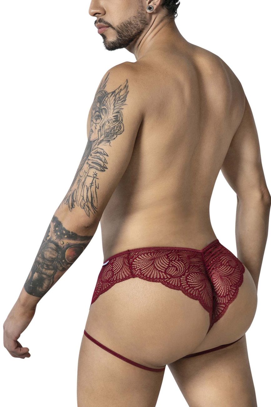 CandyMan Men's Underwear 99905 Garter Lace Briefs Color Burgundy