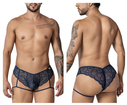 CandyMan Men's Underwear 99905 Garter Lace Briefs Color Navy