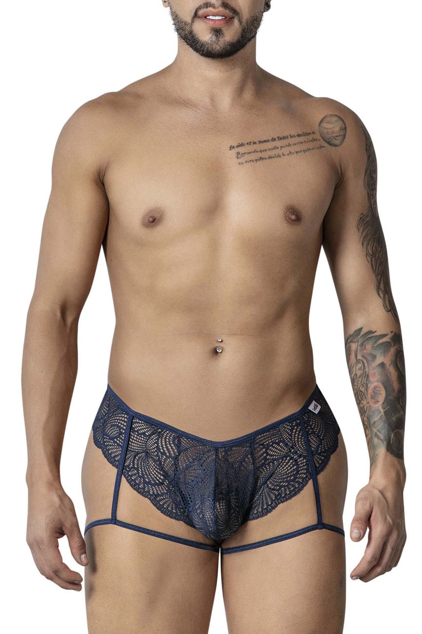 CandyMan Men's Underwear 99905 Garter Lace Briefs Color Navy