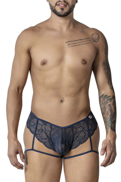 CandyMan Men's Underwear 99905 Garter Lace Briefs Color Navy