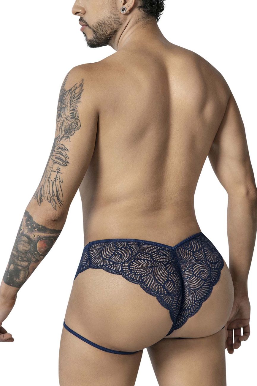 CandyMan Men's Underwear 99905 Garter Lace Briefs Color Navy