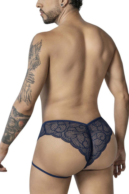 CandyMan Men's Underwear 99905 Garter Lace Briefs Color Navy