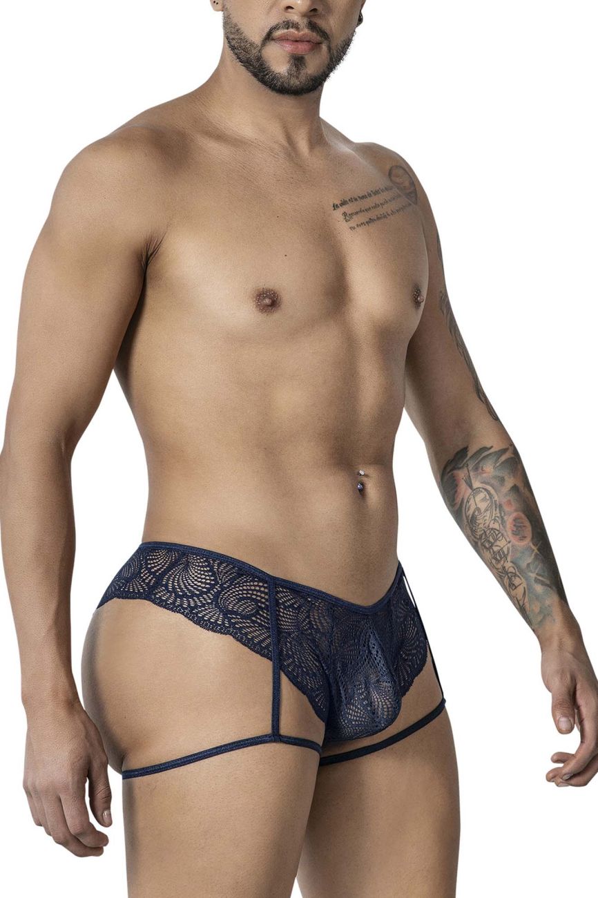 CandyMan Men's Underwear 99905 Garter Lace Briefs Color Navy