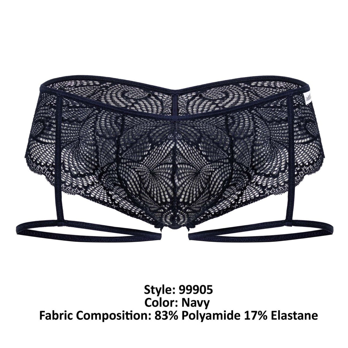 CandyMan Men's Underwear 99905 Garter Lace Briefs Color Navy