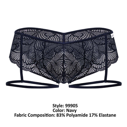 CandyMan Men's Underwear 99905 Garter Lace Briefs Color Navy