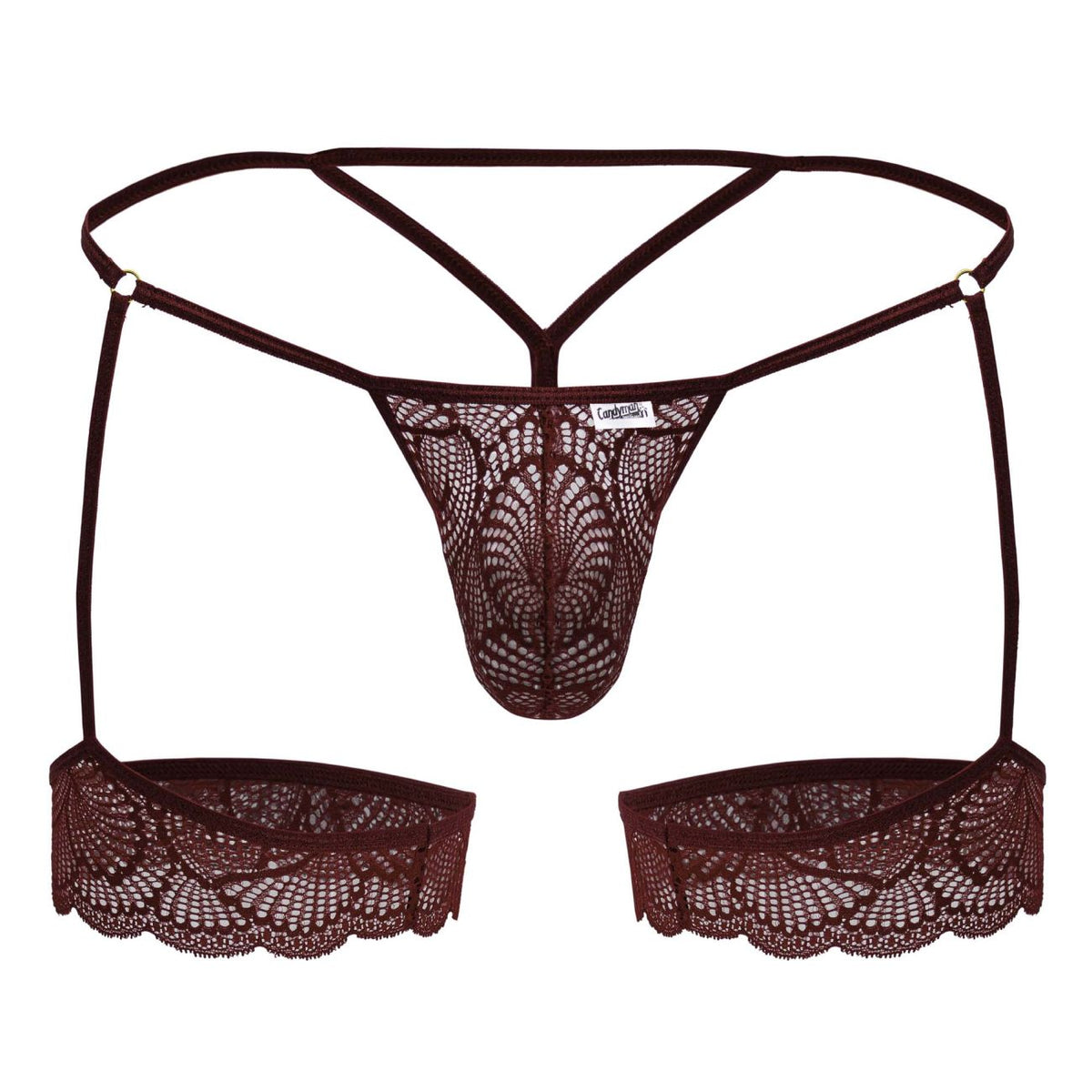 CandyMan Men's Underwear 99906 Garter Lace Thongs Color Burgundy