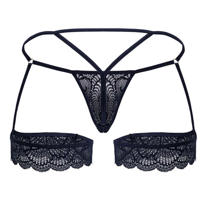CandyMan 99906 Garter Lace Thongs Color Navy