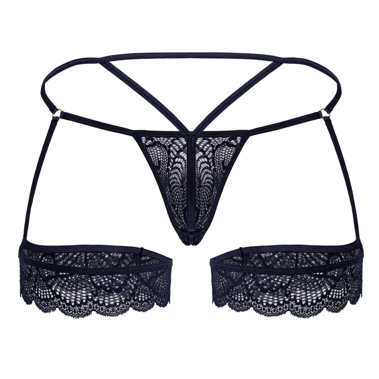 CandyMan 99906 Garter Lace Thongs Color Navy