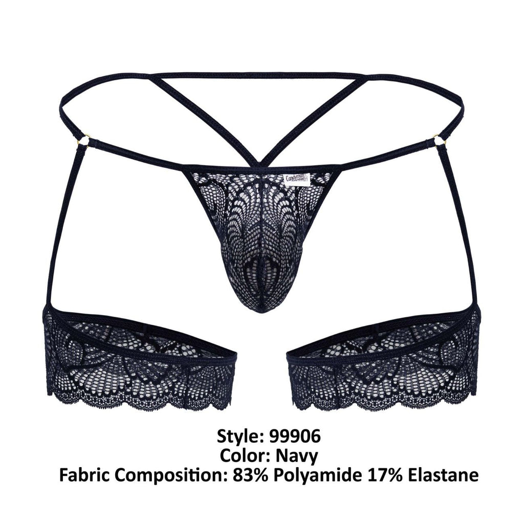 CandyMan 99906 Garter Lace Thongs Color Navy