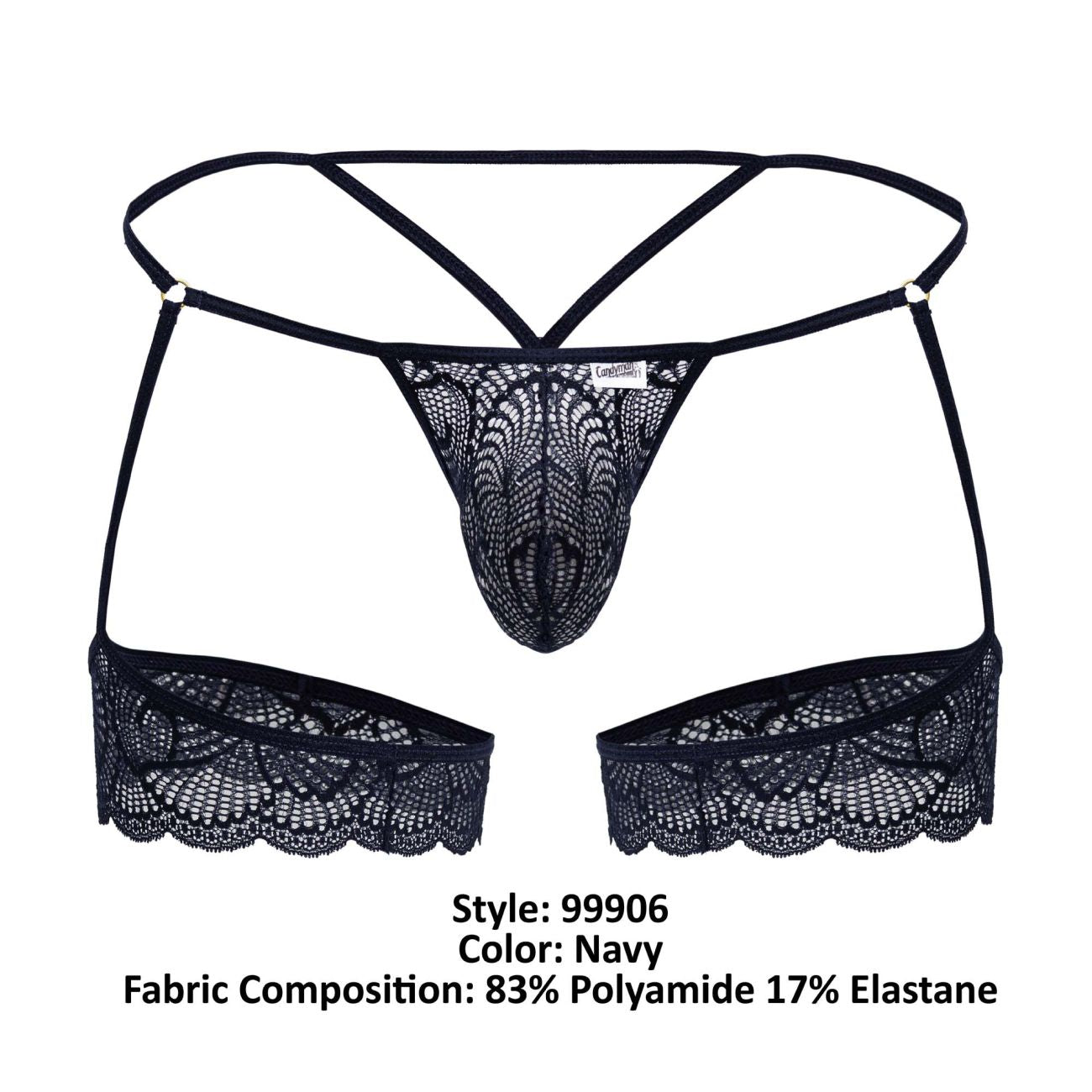 CandyMan 99906 Garter Lace Thongs Color Navy