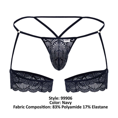 CandyMan 99906 Garter Lace Thongs Color Navy