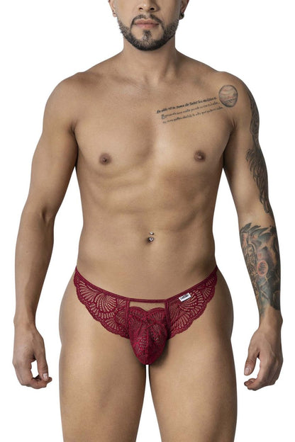 CandyMan Men's Underwear 99910 Lace Thongs Color Burgundy
