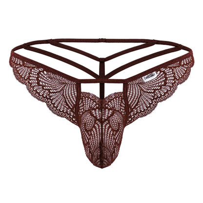 CandyMan Men's Underwear 99910 Lace Thongs Color Burgundy