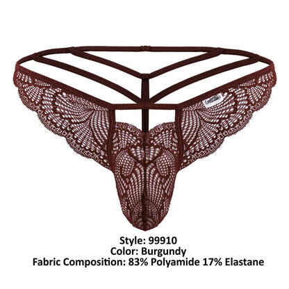 CandyMan Men's Underwear 99910 Lace Thongs Color Burgundy