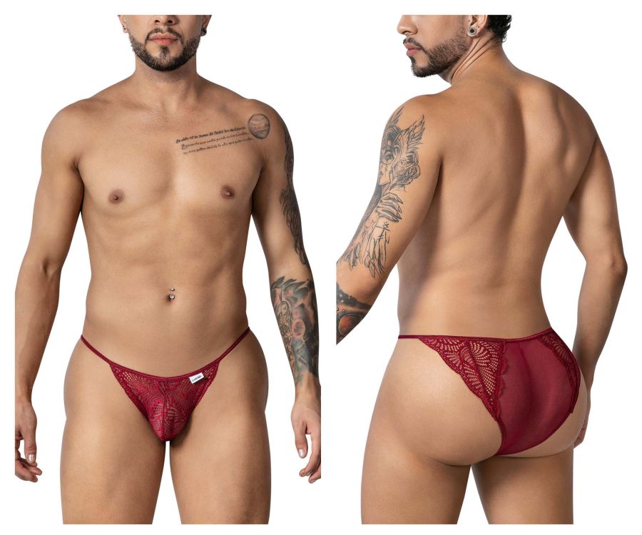CandyMan Men's Underwear 99914 Lace Briefs Color Burgundy